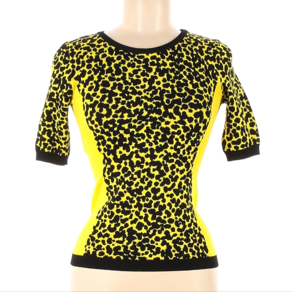 Moschino Boutique Electric Yellow Leopard Sweater XS